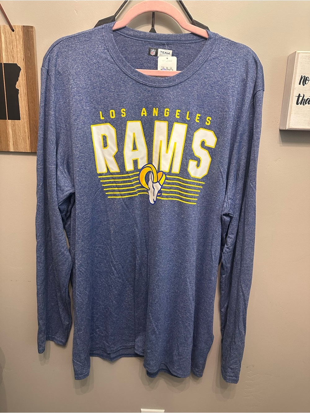 NFL Los Angeles Rams Blue Long-Sleeve Graphic Tee with Yellow Accents